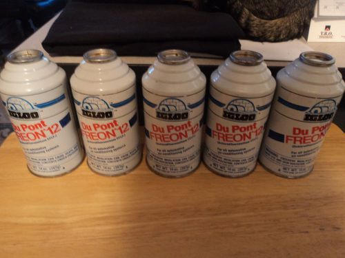5 CANS FULL OF DUPONT FREON 12 IGLOO REFRIGERANT 14 OUNCE CANS R-12 FREON