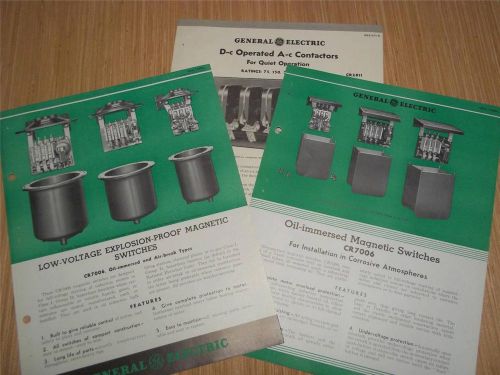 Vtg General Electric Catalog Inserts~Magnetic Switches/Contactors~1935 Brochure