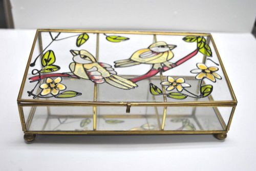 VINTAGE GLASS WITH MIRRORS BIRDS  DISPLAY CASE BY INTERPUR