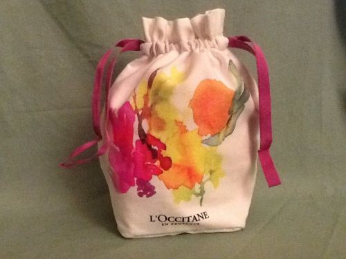 L&#039;occitane Draw String Floral Print Pouch Lot of three