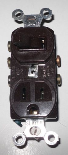 Slater 694-BR Toggle Switch &amp; Grounded Outlet, 2 Circuit SEP./COM. Feed Brown