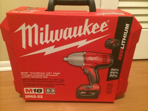 Milwaukee 2662-22 m18 1/2&#034; high torque impact wrench new for sale
