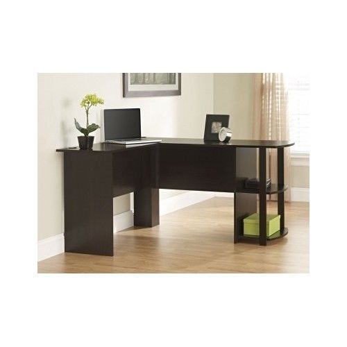 Ameriwood Office L-Shaped Desk with 2 Shelves, Dark Cherry for the home office