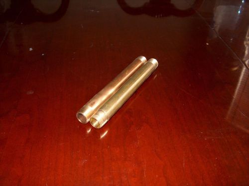 Pipe fitting connector - brass 3/8&#034; diameter npt, 6&#034; long straight pipe (2) for sale