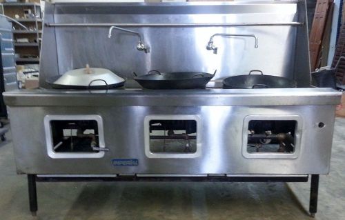 Imperial icra-3 chinese gas wok range 3 hole water cooled 84in. commercial nsf for sale