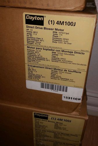 Dayton direct drive blower motor 4m100j psc 1/2hp 1075 rmp 115v ac air heater for sale