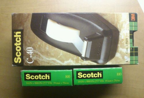 3m scotch c-40 desk tape dispenser with 2 rolls of magic tape for sale