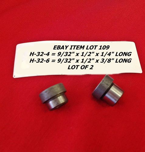Acme h-32-4 shoulder drill bushings 9/32 x 1/2 x 1/4&#034; &amp; h-32-6 3/8 long lot of 2 for sale