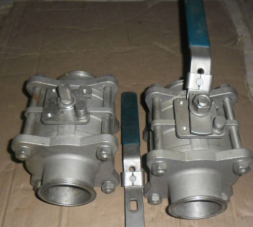 Lot of 2 3&#034; 1000wog 316ss ball valve 3&#034; sanitary ports for sale