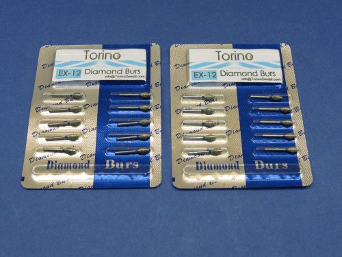 Dental Lab Diamond Burs Inverted Cone Double EX-12 FG Kit /2 Pack 20 Pcs TORINO