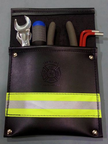 Sav-A-Jake Firefighter Leather Pocket Tool Pouch w/3M Yellow Reflective Stripe