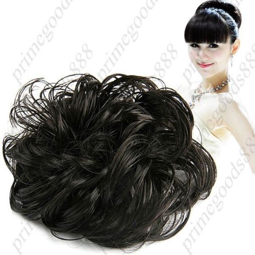 Synthetic fiber topknot chignon curly bun wig hairpiece extension diy hair black for sale