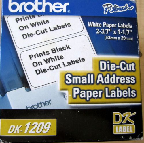 Brother dk-1209 black on white paper address  labels  2 3/7 x 1 1/7 in. 800/box for sale