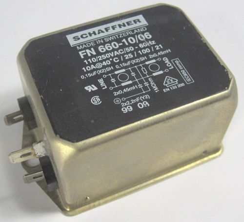 Schaffner power line filter 110/250VAC 50-60Hz FN 660-10/06