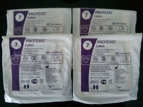 Four Pair PROTEXIS Latex Sterile Surgical Gloves, SIZE 7, Exp 06/2017