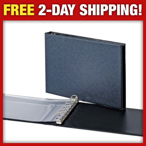 Business Check Book Binder 7 Ring 3-on-a-page Zippered Textured Vinyl Black Grey