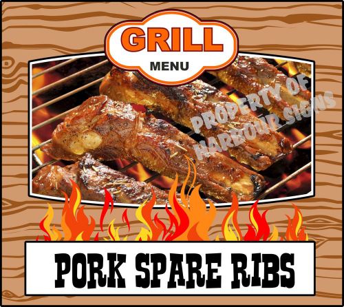 Grill Menu Pork Spare Ribs Decal 14&#034; BBQ Food Truck Concession Restaurant Vinyl