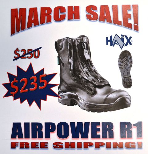 HAIX Airpower R1 Station Boot, Leather, Black, 10.5 (M,D), Work and Safety, NEW!