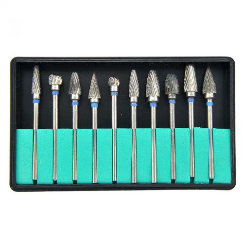 10 X Tungsten Steel Dental Burs Lab Burrs Tooth Drill diffrent types HOT SALE
