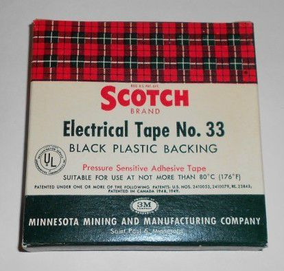 Vintage Package of SCOTCH Black Plastic Electrical Tape 3M with Box 1960&#039;s