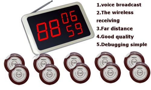 Wireless guest calling system for restaurant  (pager &amp; receiver) 10 bells new for sale