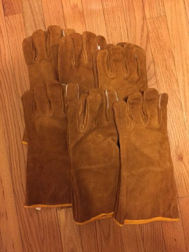 6 Pair, 14&#034; Leather Welding Gloves