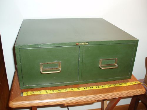 Rare Vintage ASCO 5 x 8 Double Drawer Index Card Cabinet Industrial File Cabinet