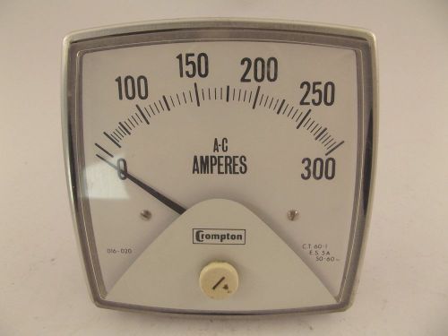 CROMPTON AC AMPERES 0-300 PANEL METER STYLE 019-02AA-LSRX-A1