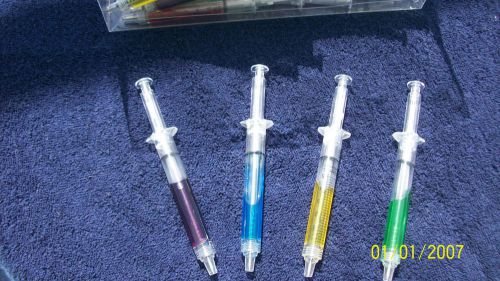 Syringe shaped ink pens in assorted colors.  Cute for the office!