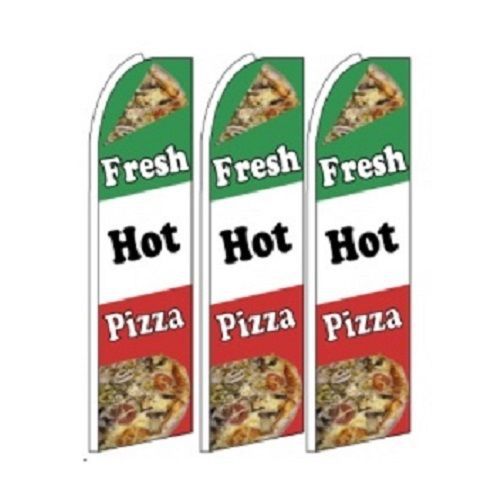 Fresh hot pizza  King Size Polyester Swooper Flag Banner  Pk of 3