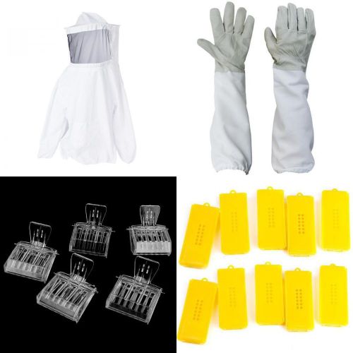 Jacket smock suit dress +gloves +queen bee catcher + 5 catchers beekeeping tool for sale