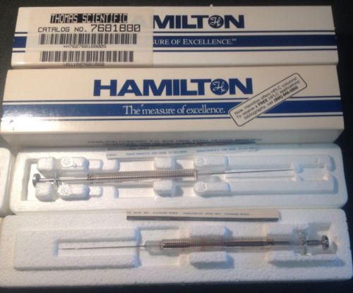 2 Unused Hamilton Glass Lab Syringes 750N Microliter 80800 + 725N 80700