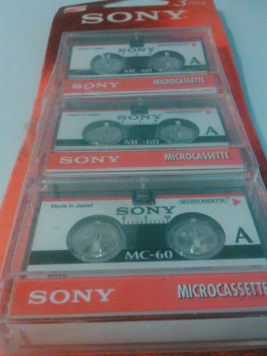 SONY 3 PACK MICROCASSETTE TAPES BLANK NIP 60 MINUTES RECORDING TIME MC-60