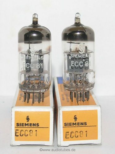 2  matched tubes Siemens Halske ECC81  12AT7W  (503026) same factory code 60s