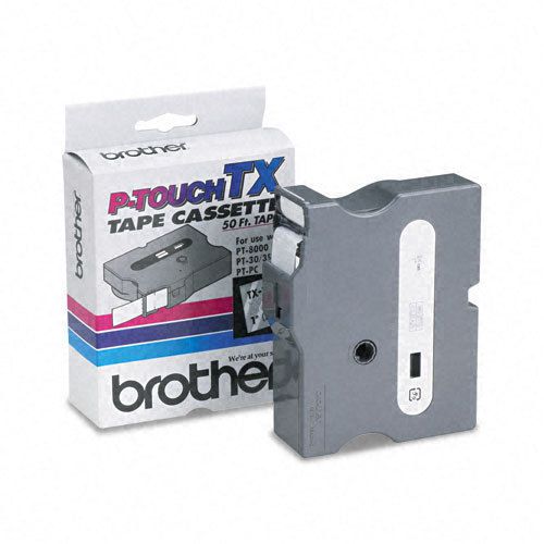 Brother P-Touch TX Tape Cartridge, 1w, White on Clear - BRTTX1551