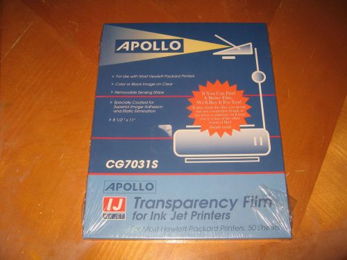 Apollo transparency film for inkjet ink jet HP printer CG7031S 8.5x11 50 sheets