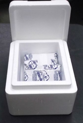 Foam coolers with shipping boxes and ice packs, 8 x 6 x 9&#034; inside dimensions