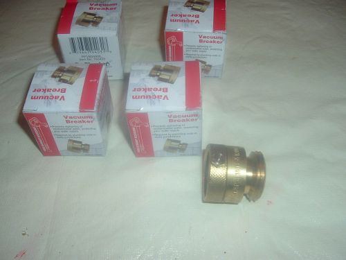 Lot of 4 brass 3/4&#034; vacuum breakers inline proplumber ppvb34anl garden hose conn for sale