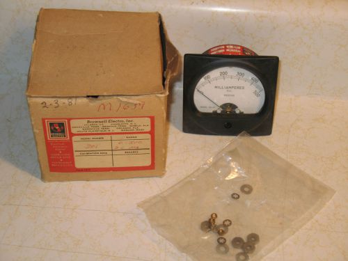 New Brownell Electro 301-57 3&#034; Square 0-500 mA DC Panel Meter Bakelite Case NOS