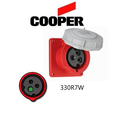 IEC 309 330R7W Receptacle, 30A, 480V, 2P/3W, Red - Cooper # AH330R7W