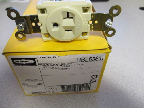 Hubbell HBL5361I Single Receptacle Ivory 2 Pole 20 Amp (Box of 10)