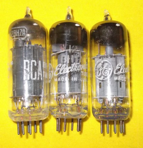 1960s 3x NOS 12BH7A RCA &amp; GE AUDIO STEREO Tubes Test Good