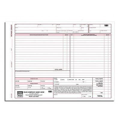 Auto Repair Order Forms with Key Tag