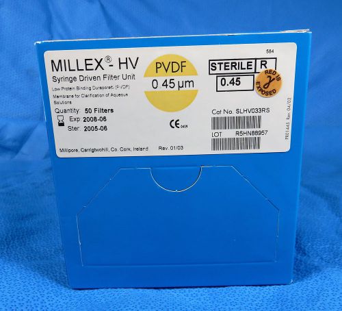 Millex-HV Syringe Driven Filter Unit PVDF 0.45um , 33mm Box of (50) #3 Exp.2008
