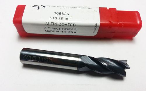 7/16&#034; Techni-Tool Solid Carbide 4 Flute ALTiN End Mill O 647
