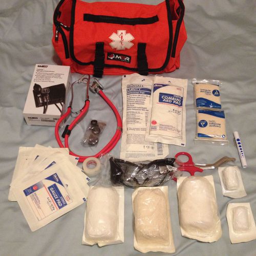 New supplies stethoscope/blood pressure cuff emt bag cargo orange 17 x 7 x 10 for sale