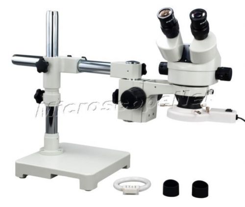 Boom Stand 7X-45X Single-Bar Binocular Stereo Microscope+Fluorescent Ring Light