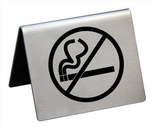 New Star Foodservice 26849 Stainless Steel No Smoking Tent Sign, 2 by 1.5-Inch,
