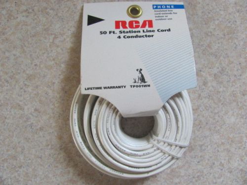 RCA STATION LINE CORD 4 CONDUCTOR, 50&#039; ROLL, TP001WH, TELEPHONE LINE CORD,NEW
