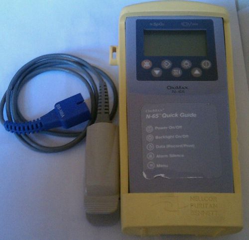 Oxi-max n65 O2 sensor / heart rate monitor used Excel.condi. W/ case &amp; sensor.